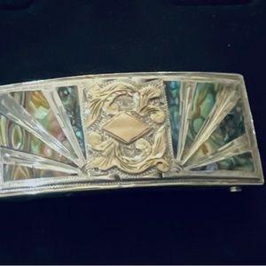 Vintage! Make a heartfelt gift, Sterling and 18K custom belt bucket Mexico